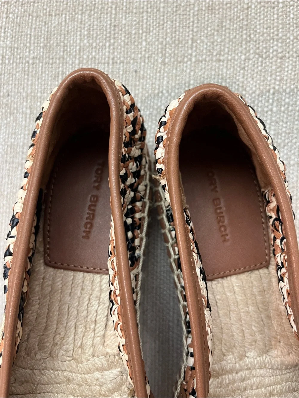 NEW Tory Burch evenly Crochet Raffia Espadrille Flats Size 5.5